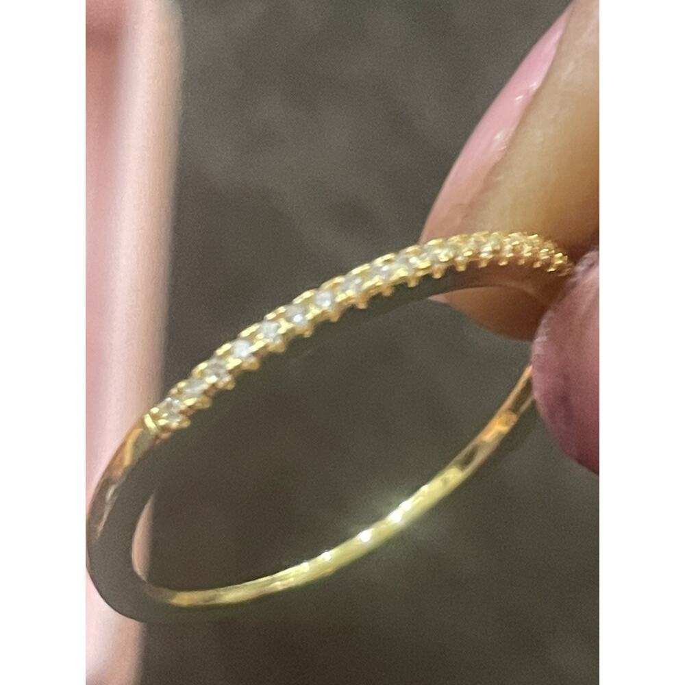 Blush & Bar Pavé Band Ring 925 Sterling Silver Gold Plated Size 9